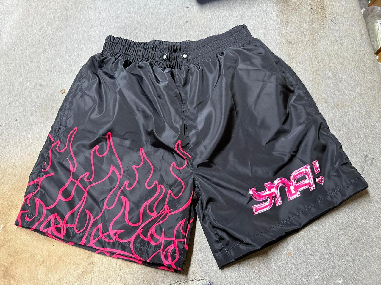 YNA Black and Pink Shorts