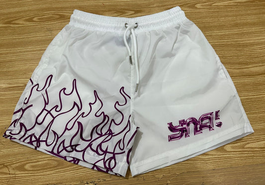 YNA White and Purple Shorts