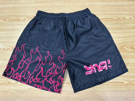 YNA Black and Pink Shorts