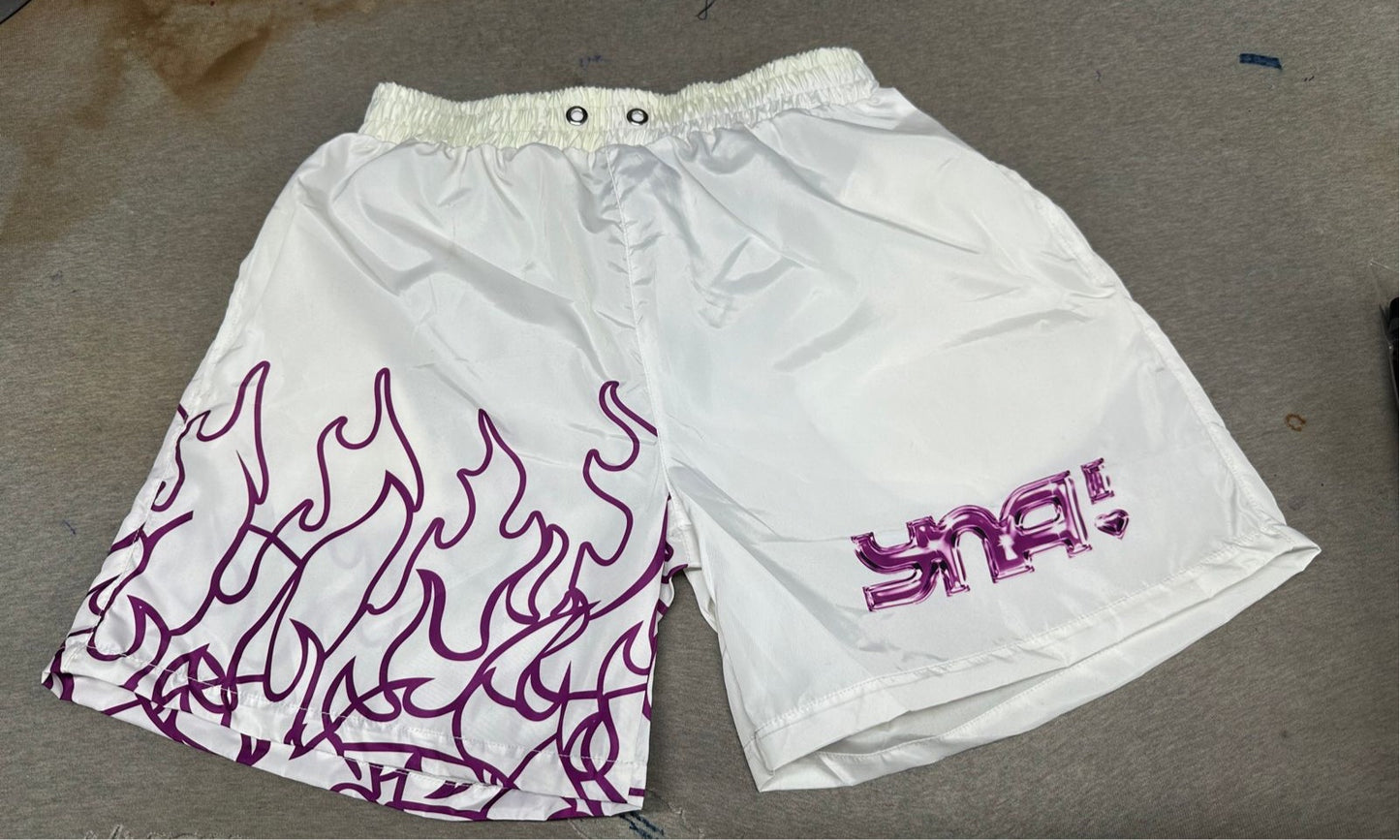 YNA White and Purple Shorts